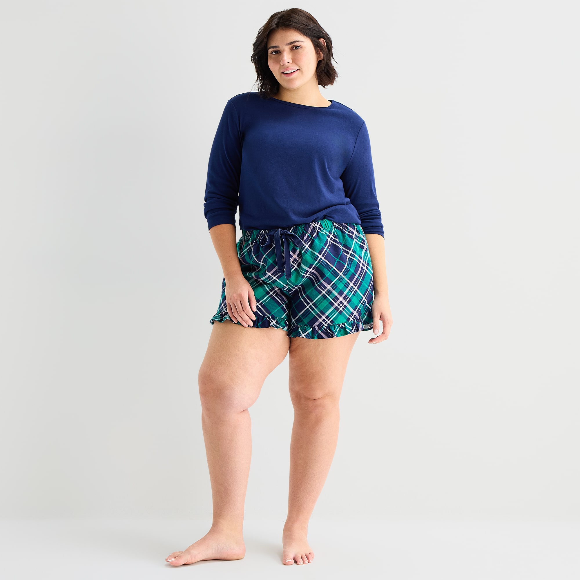 Sleep Chic Womens Plus Flannel Pajama Shorts
