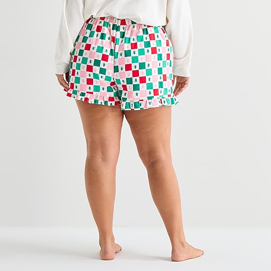 Sleep Chic Womens Plus Flannel Pajama Shorts