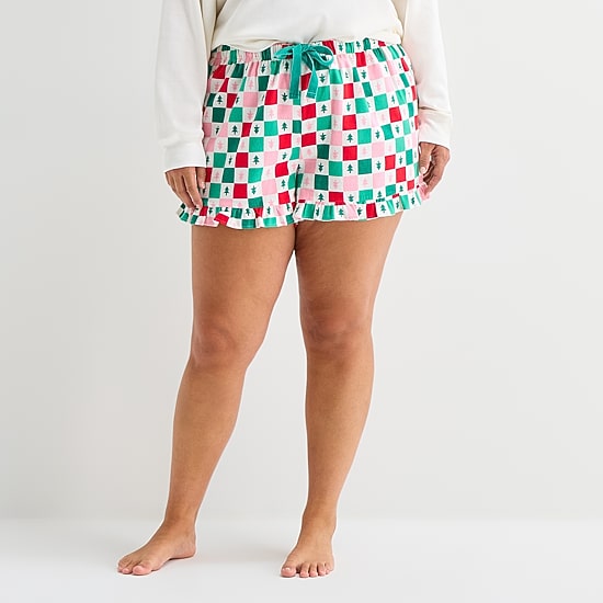 Sleep Chic Womens Plus Flannel Pajama Shorts