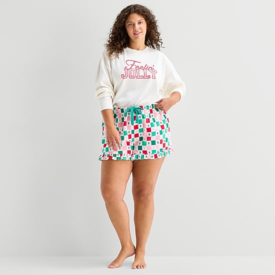 Sleep Chic Womens Plus Flannel Pajama Shorts