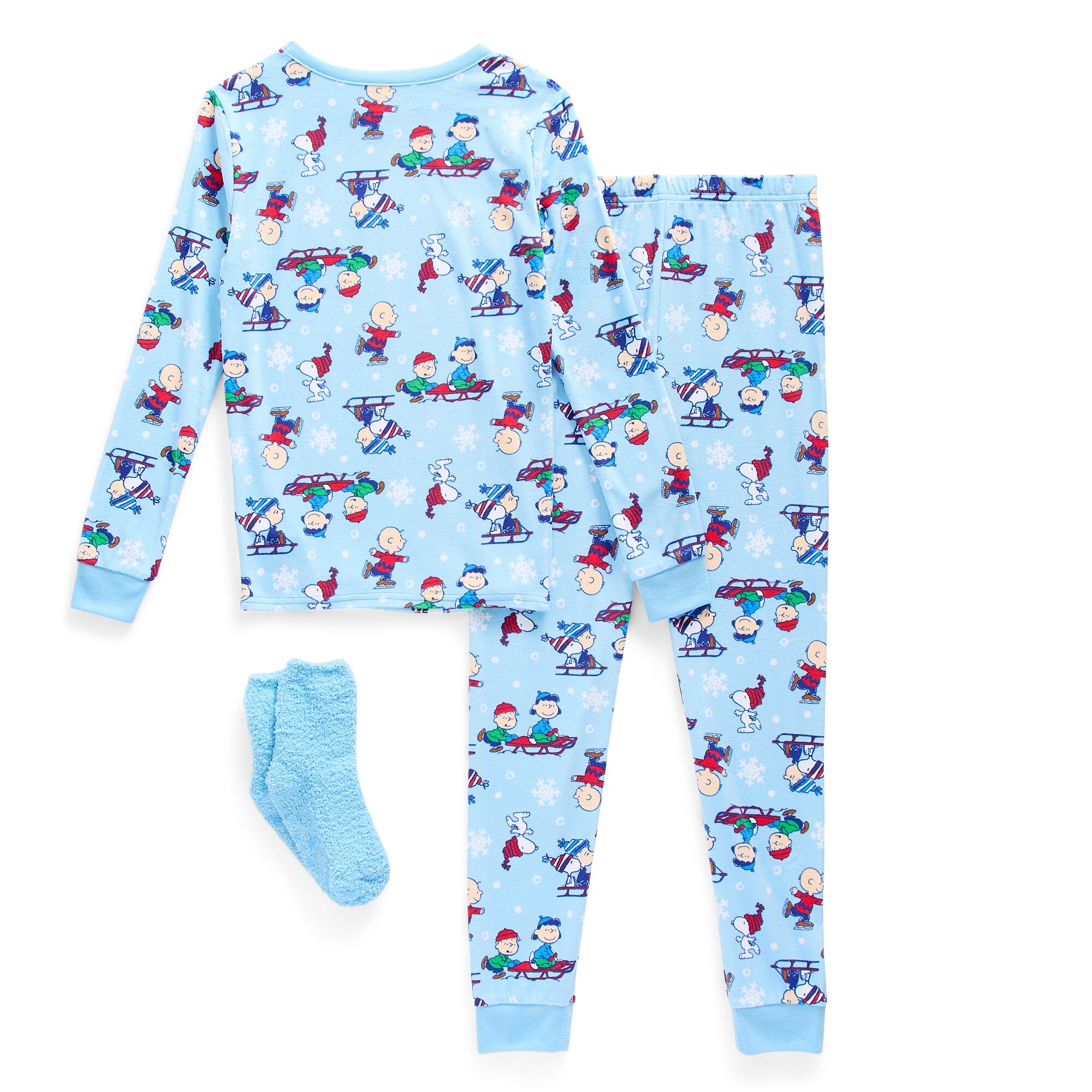 Little & Big Kid Boys Peanuts Crew Neck Long Sleeve 3-pc. Pajama Set