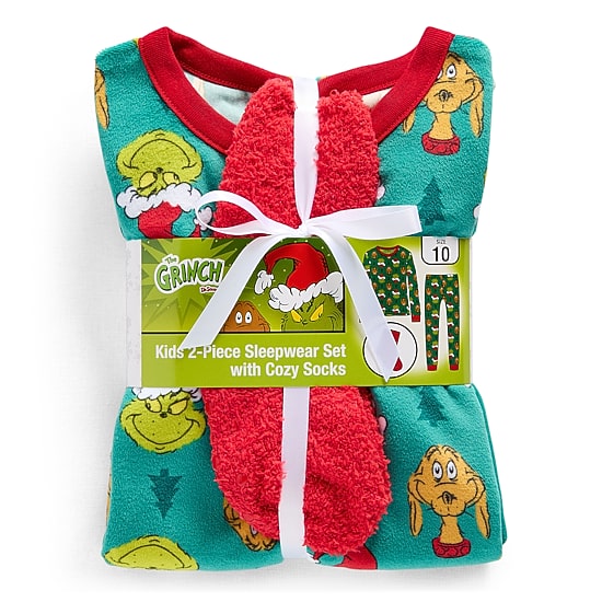 Little & Big Kid Boys Grinch Crew Neck Long Sleeve 3-pc. Pajama Set