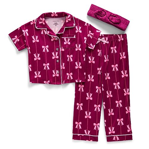 Jaclyn Kids' Na Girls Short Sleeve 3-pc. Pajama Set In Purple