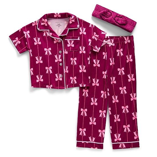 Jaclyn Girls Short Sleeve 3-pc. Pajama Set