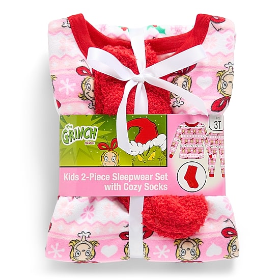 Toddler Girls Grinch Crew Neck Long Sleeve 3-pc. Pajama Set