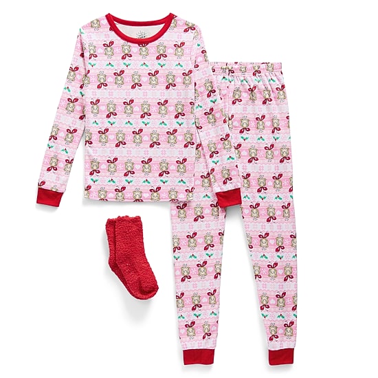 Little & Big Kid Girls Grinch Crew Neck Long Sleeve 3-pc. Pajama Set