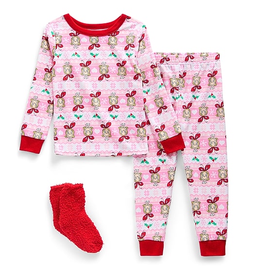 Toddler Girls Grinch Crew Neck Long Sleeve 3-pc. Pajama Set