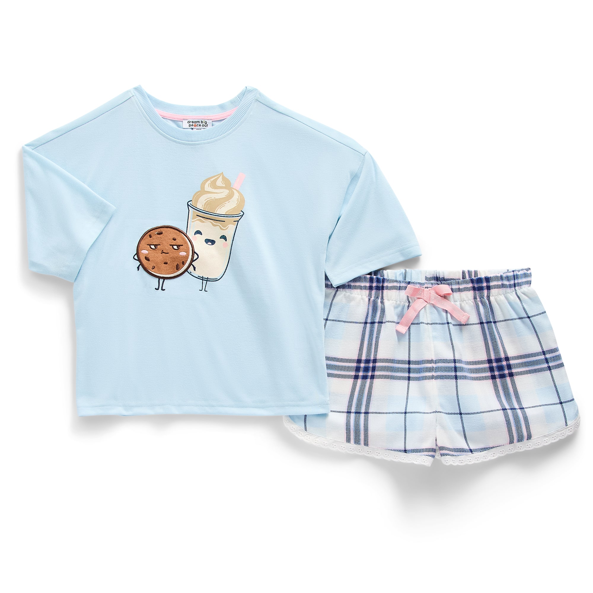 Dream Big Peace Out Little & Kid Girls Crew Neck Short Sleeve 2-pc. Kids Pajama Set
