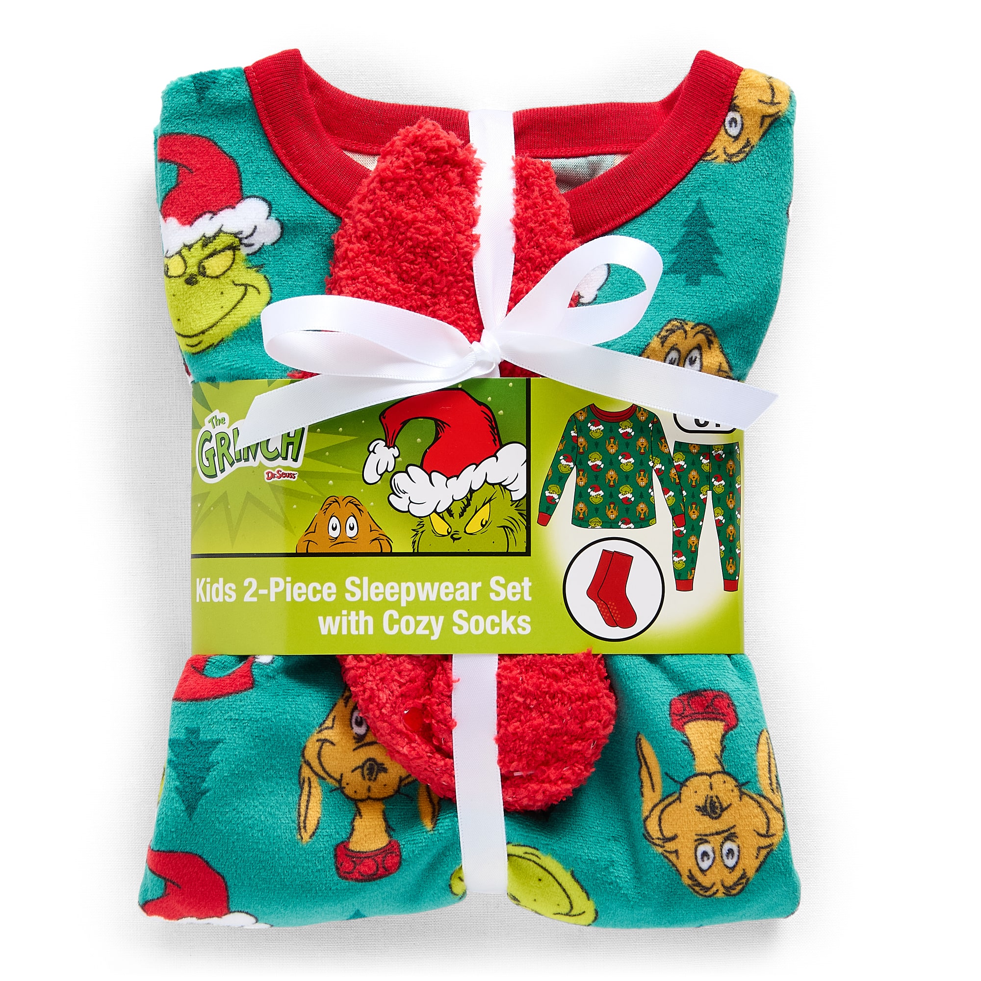Toddler Unisex Grinch Crew Neck Long Sleeve 3-pc. Pajama Set