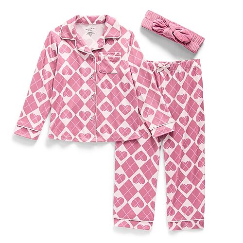 Jaclyn Kids' Na Girls Long Sleeve 3-pc. Pajama Set In Pink