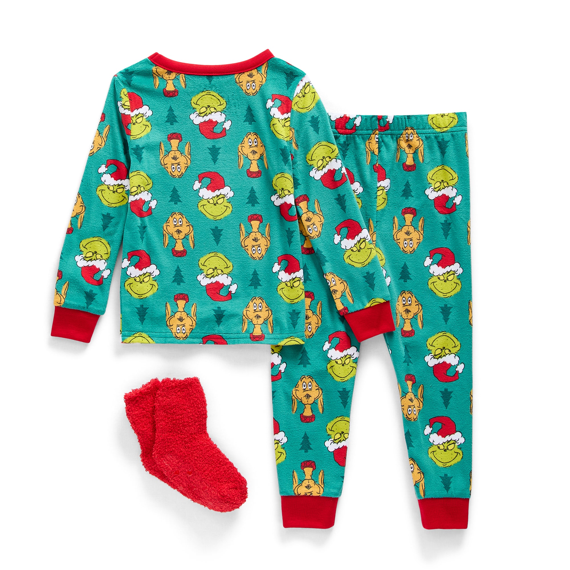 Toddler Unisex Grinch Crew Neck Long Sleeve 3-pc. Pajama Set