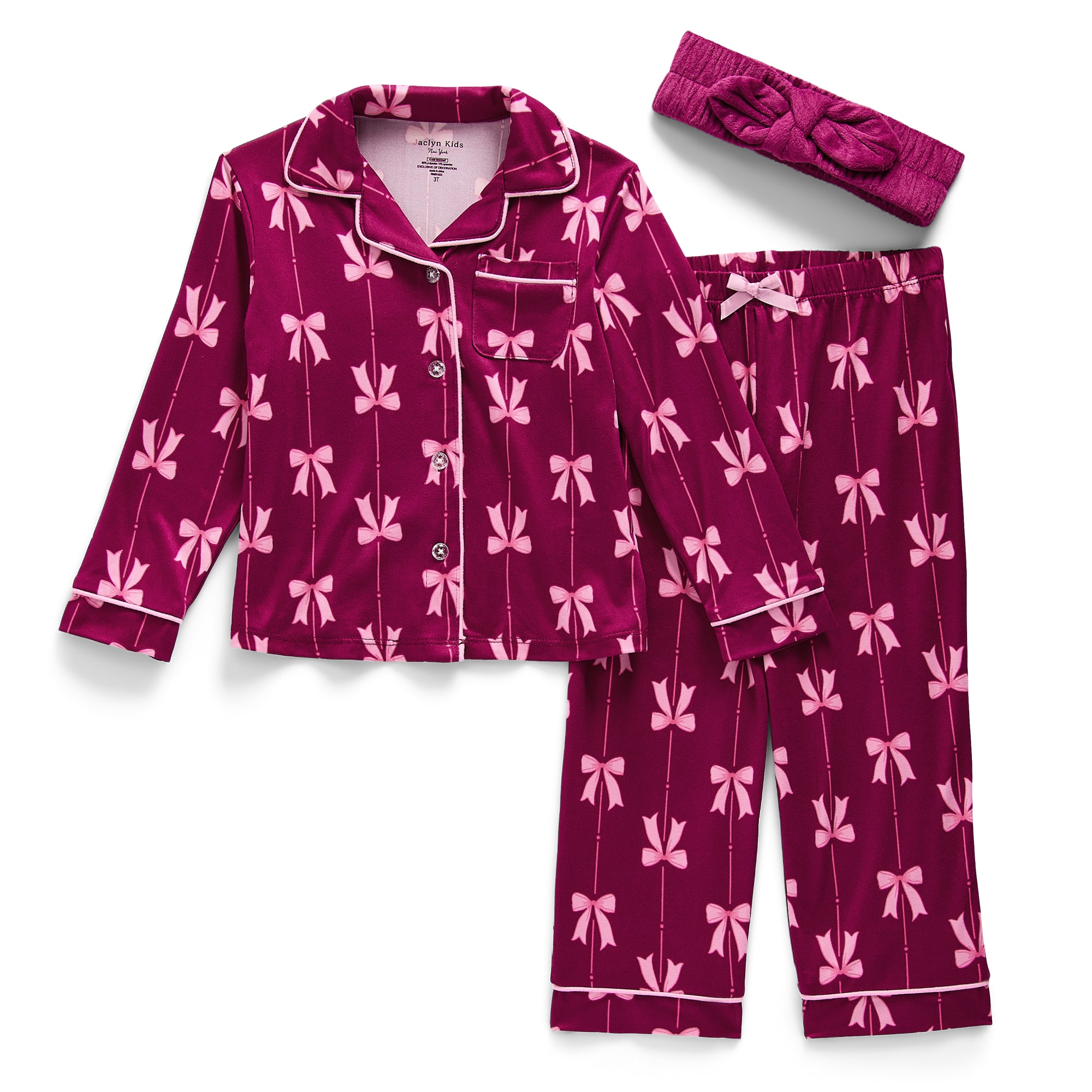 Jaclyn Toddler Girls Long Sleeve 3-pc. Pajama Set
