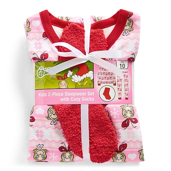 Little & Big Kid Girls Grinch Crew Neck Long Sleeve 3-pc. Pajama Set