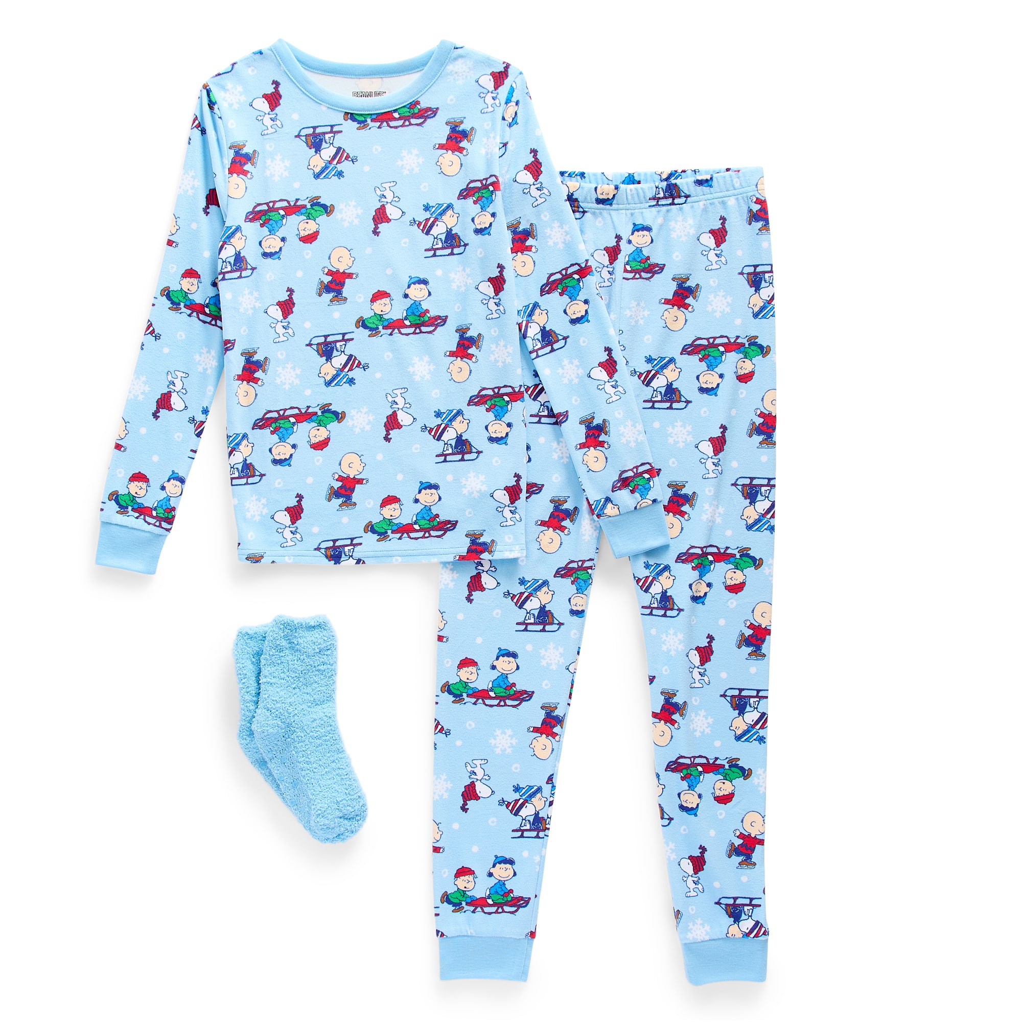 Little & Big Kid Boys Peanuts Crew Neck Long Sleeve 3-pc. Pajama Set