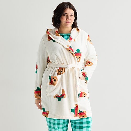 Sleep Chic Womens Mid Length Long Sleeve Robe, 3x, White