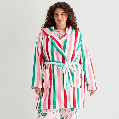 Sleep Chic Womens Mid Length Long Sleeve Robe, 3x, Red