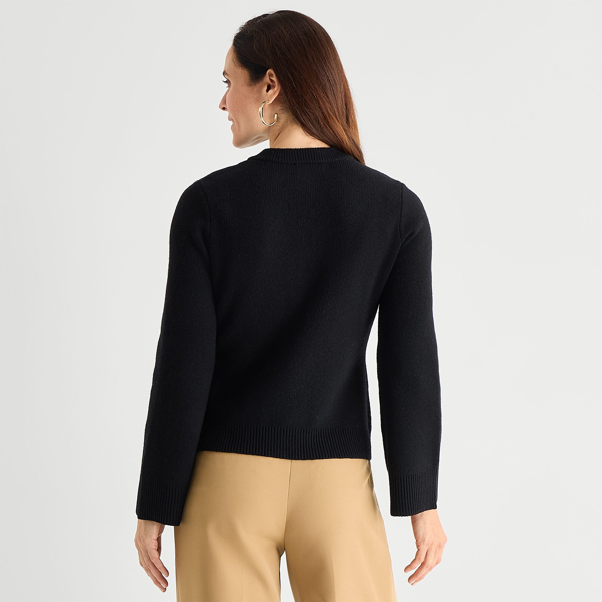 Liz Claiborne Womens Crew Neck Long Sleeve Button Cardigan