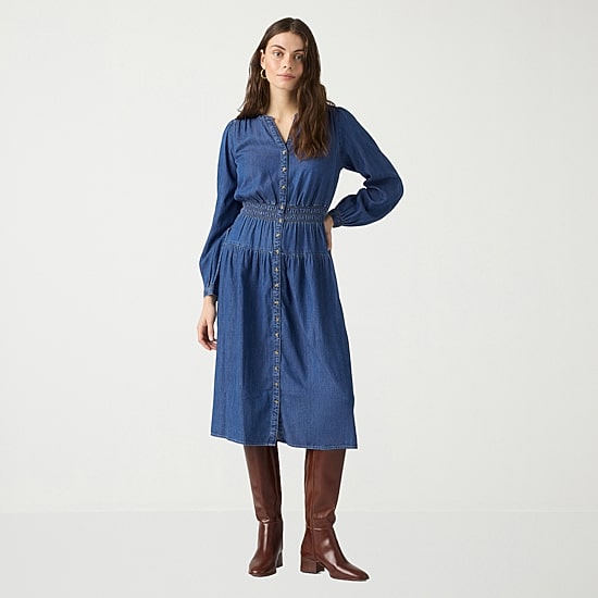 Levi's® Womens Midi V Neck Long Sleeve Sheath Dress