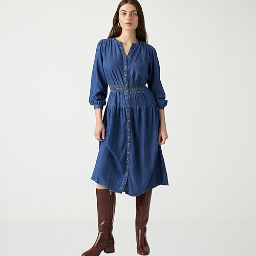Levi 's Womens Midi V Neck Long Sleeve Sheath Dress In Blue