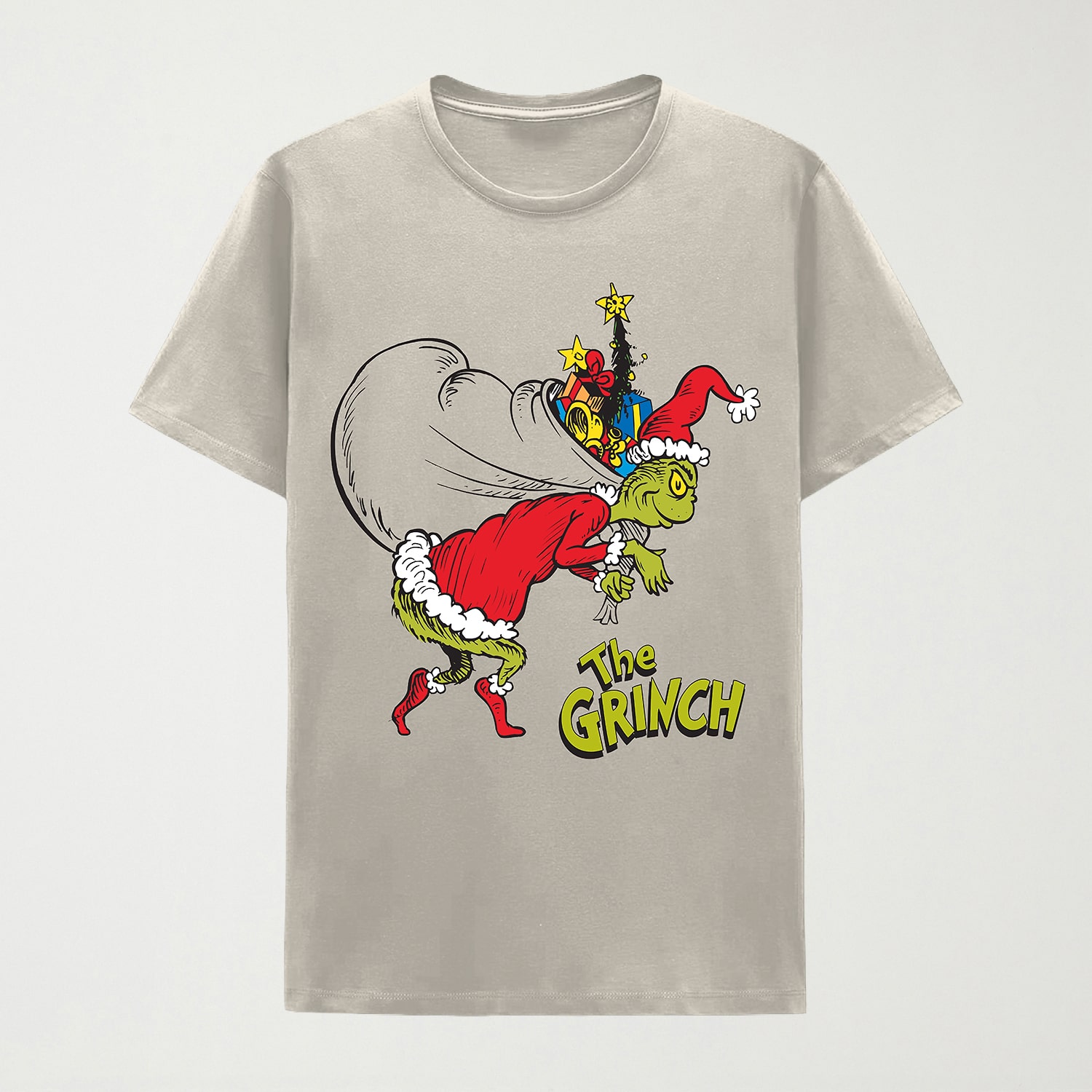 Mens Crew Neck Short Sleeve Regular Fit Grinch Graphic T-Shirt