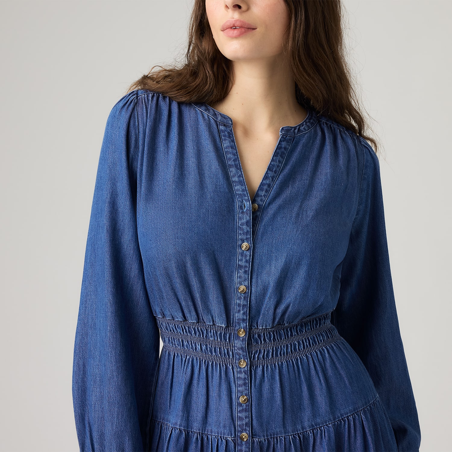 Levi's® Womens Midi V Neck Long Sleeve Sheath Dress