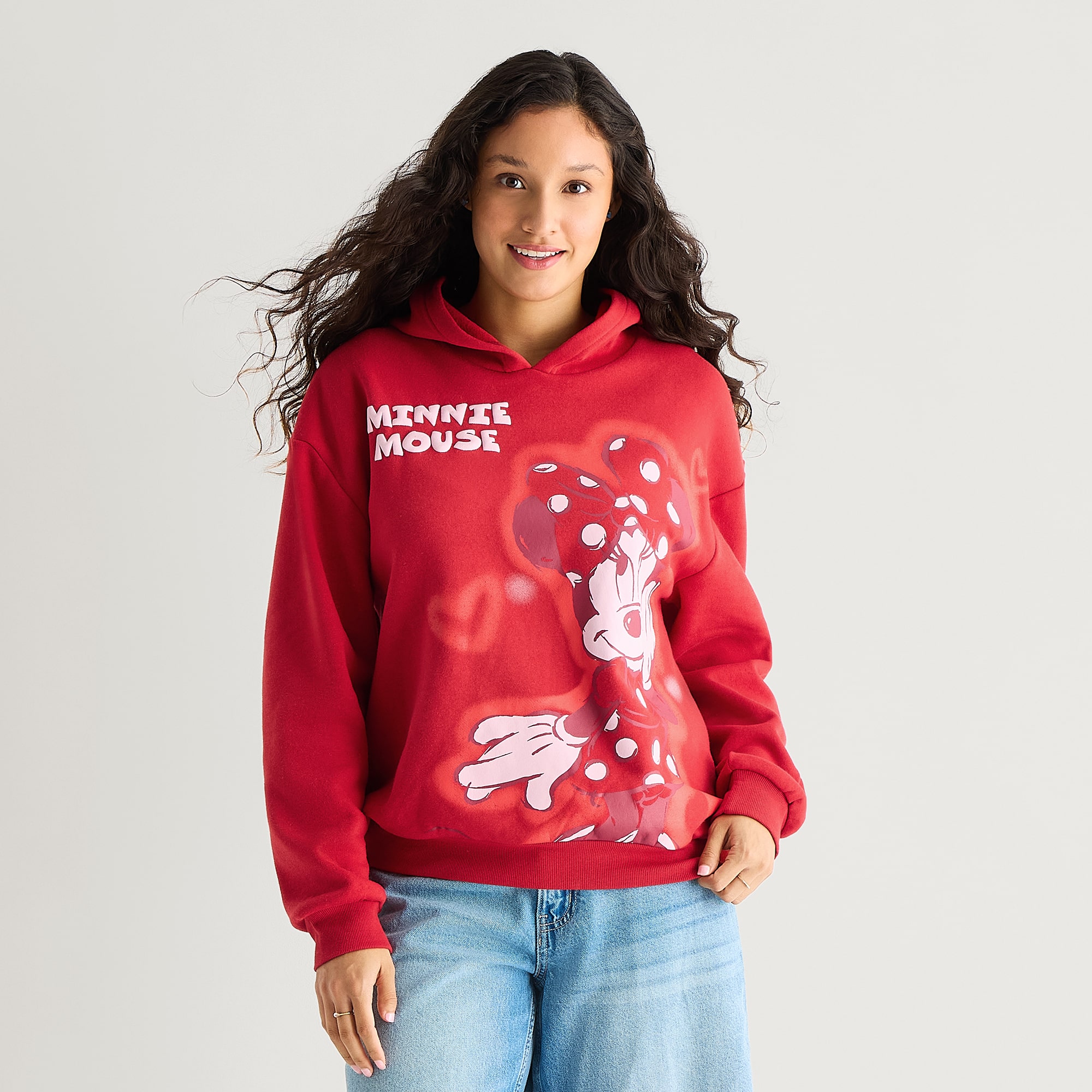 Minnie Mouse Hoodie Womens Juniors Long Sleeve Fleece