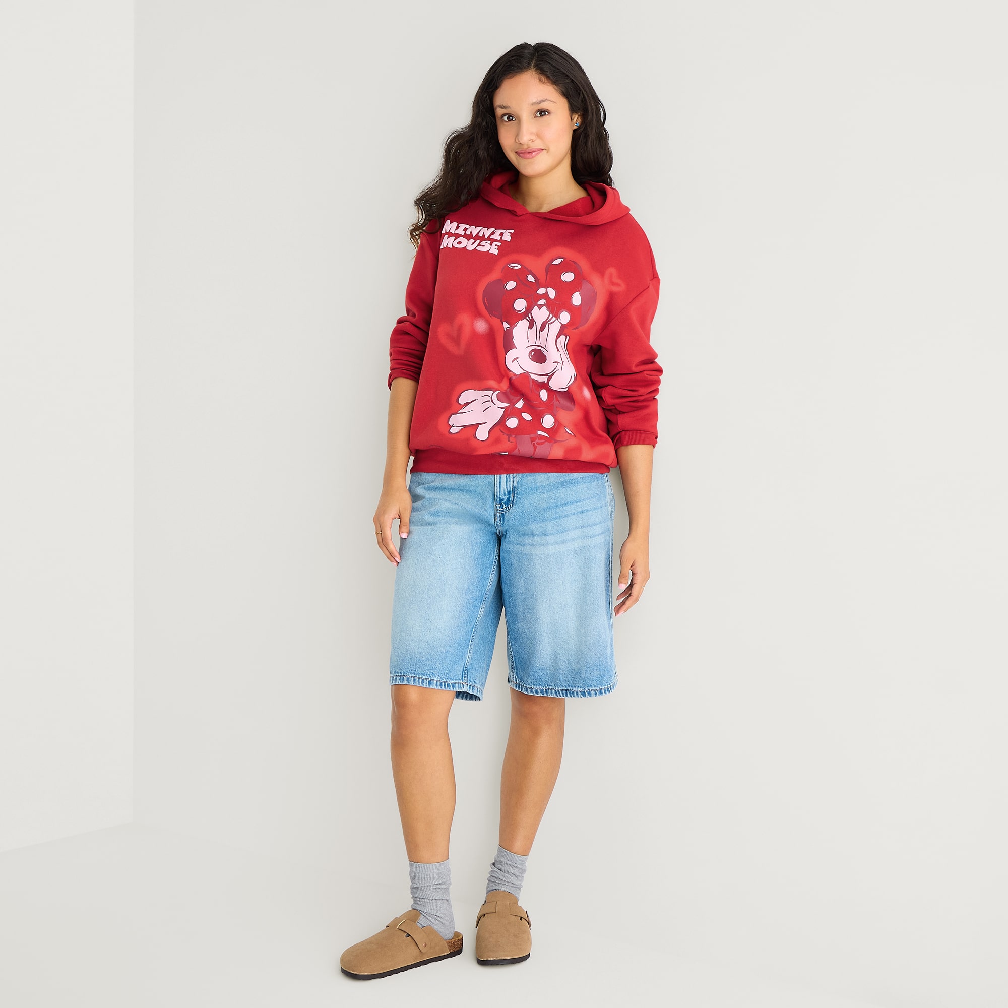 Minnie Mouse Hoodie Womens Juniors Long Sleeve Fleece