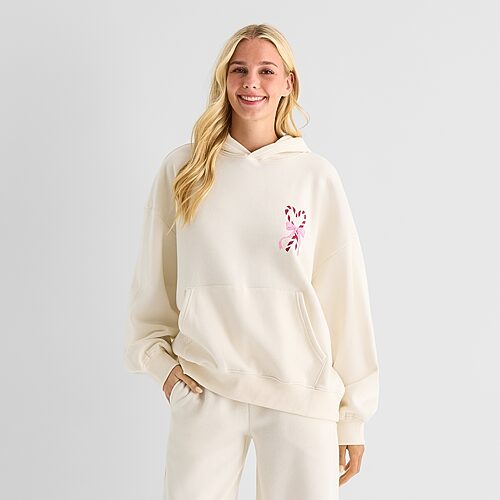Arizona Womens Juniors Long Sleeve Hoodie, Xx-large, White