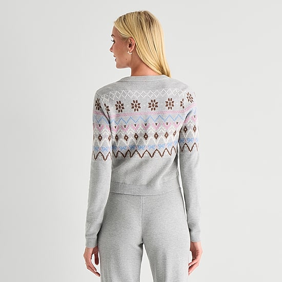 Arizona Juniors Womens Crew Neck Long Sleeve Pullover Sweater