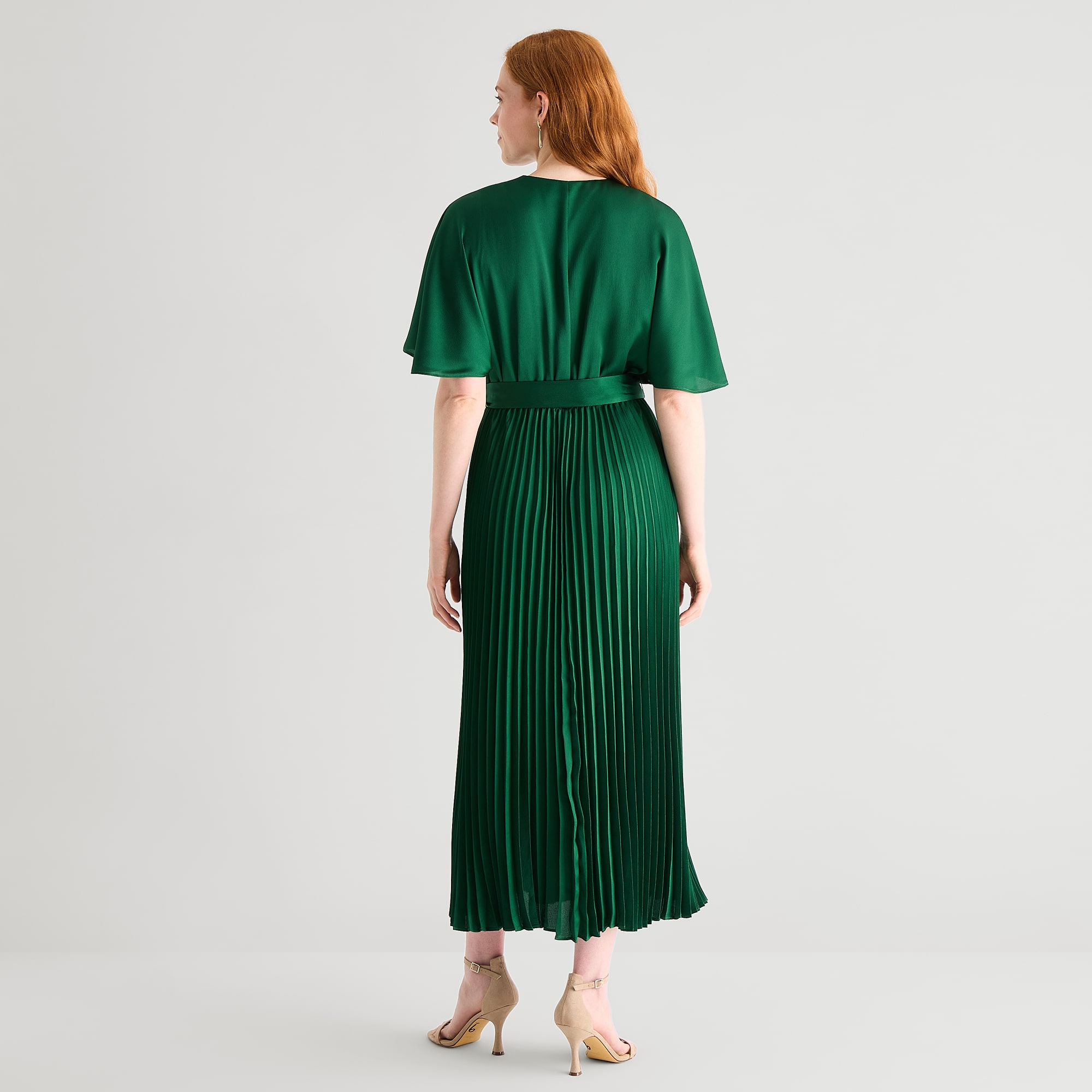 Studio 1 Womens V Neck Short Sleeve Flutter Maxi Dress