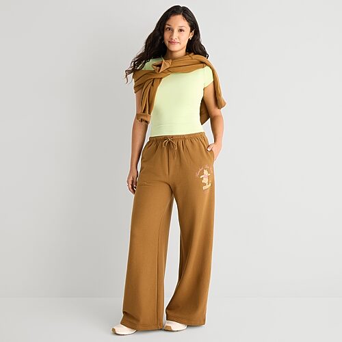 Mad Engine Winnie The Pooh Fleece Pant Womens Juniors Straight Winnie The Pooh Sweatpant In Brown