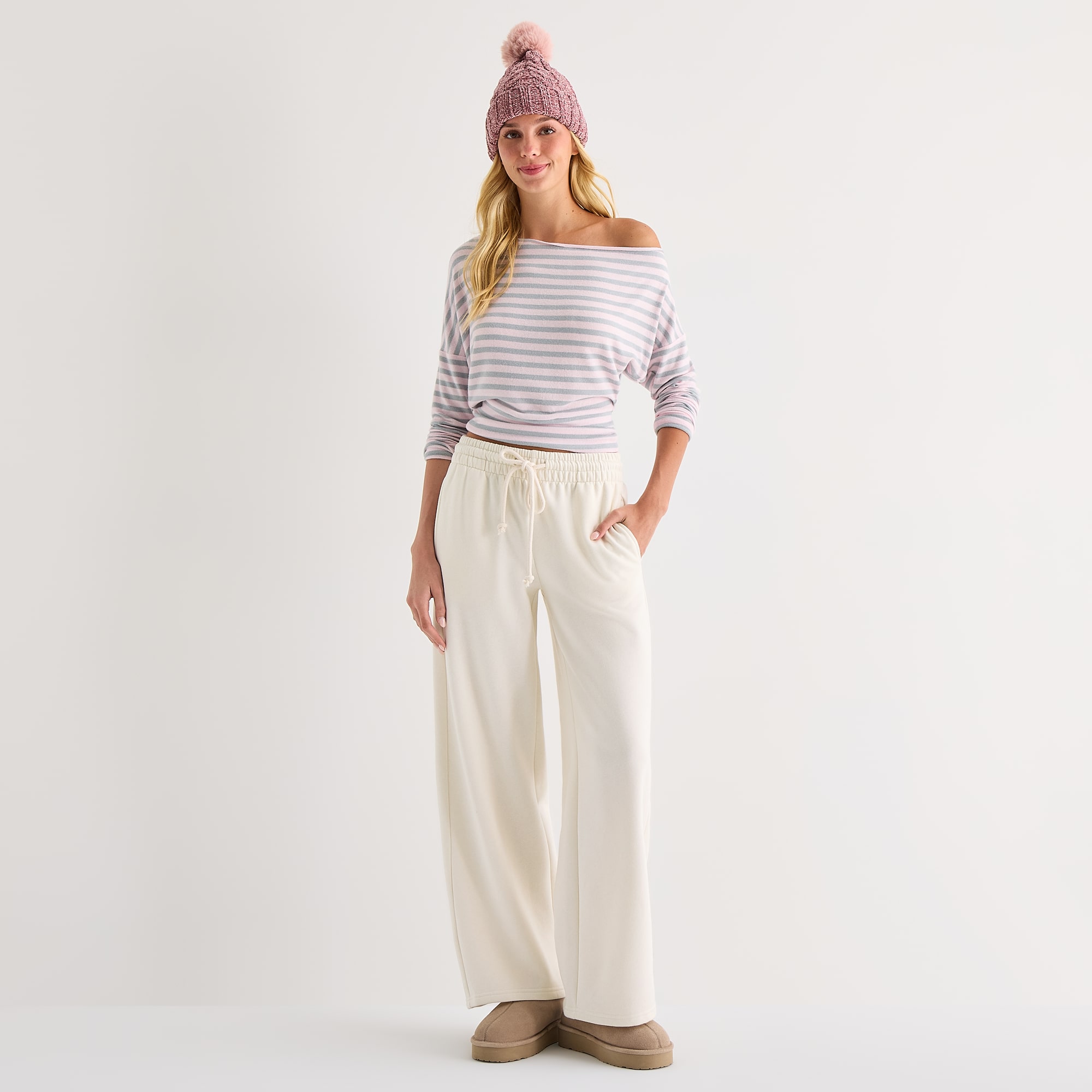 Arizona Womens Juniors Wide Leg Low Rise Lounge Pant