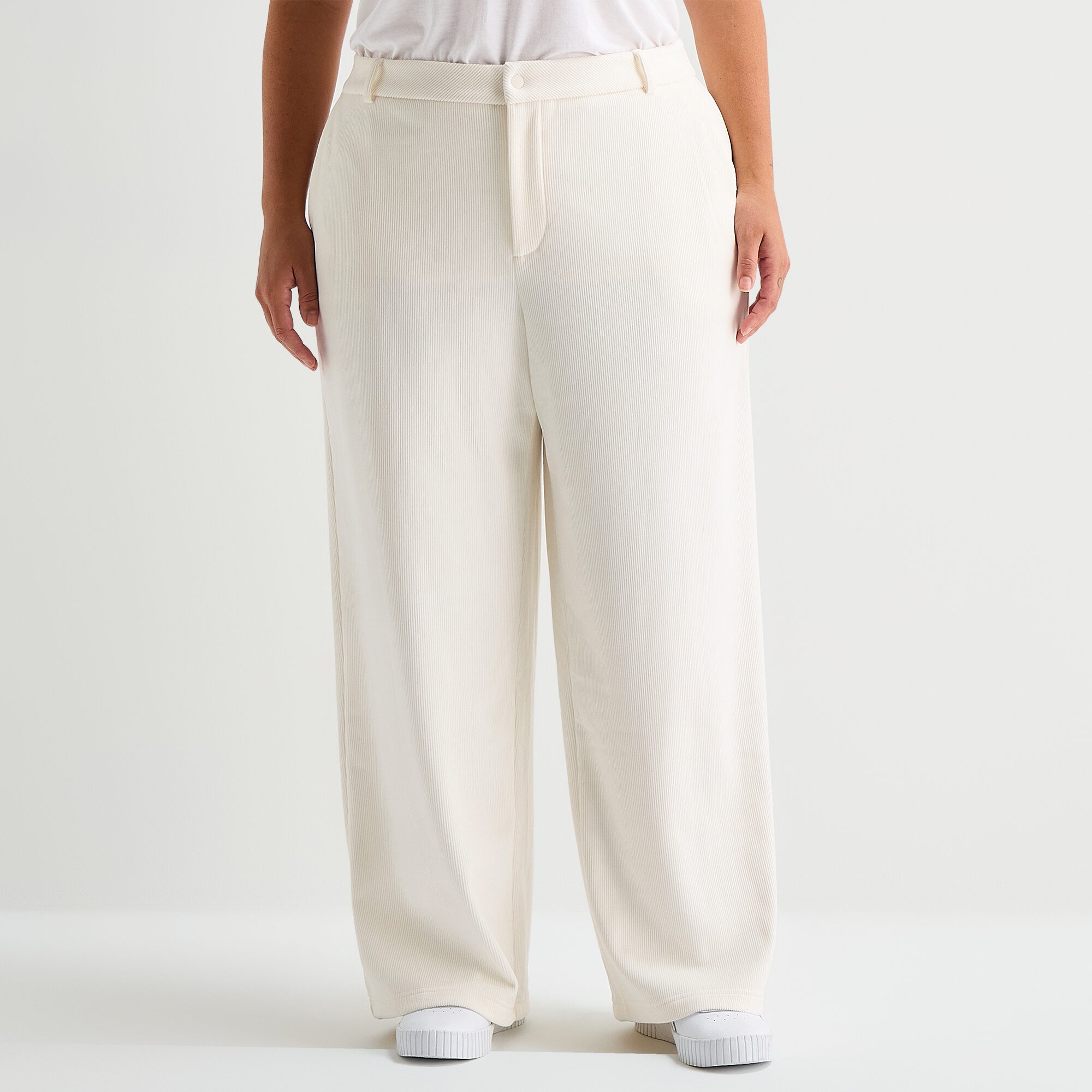 Stylus Womens Plus Wide Leg High Rise Trouser