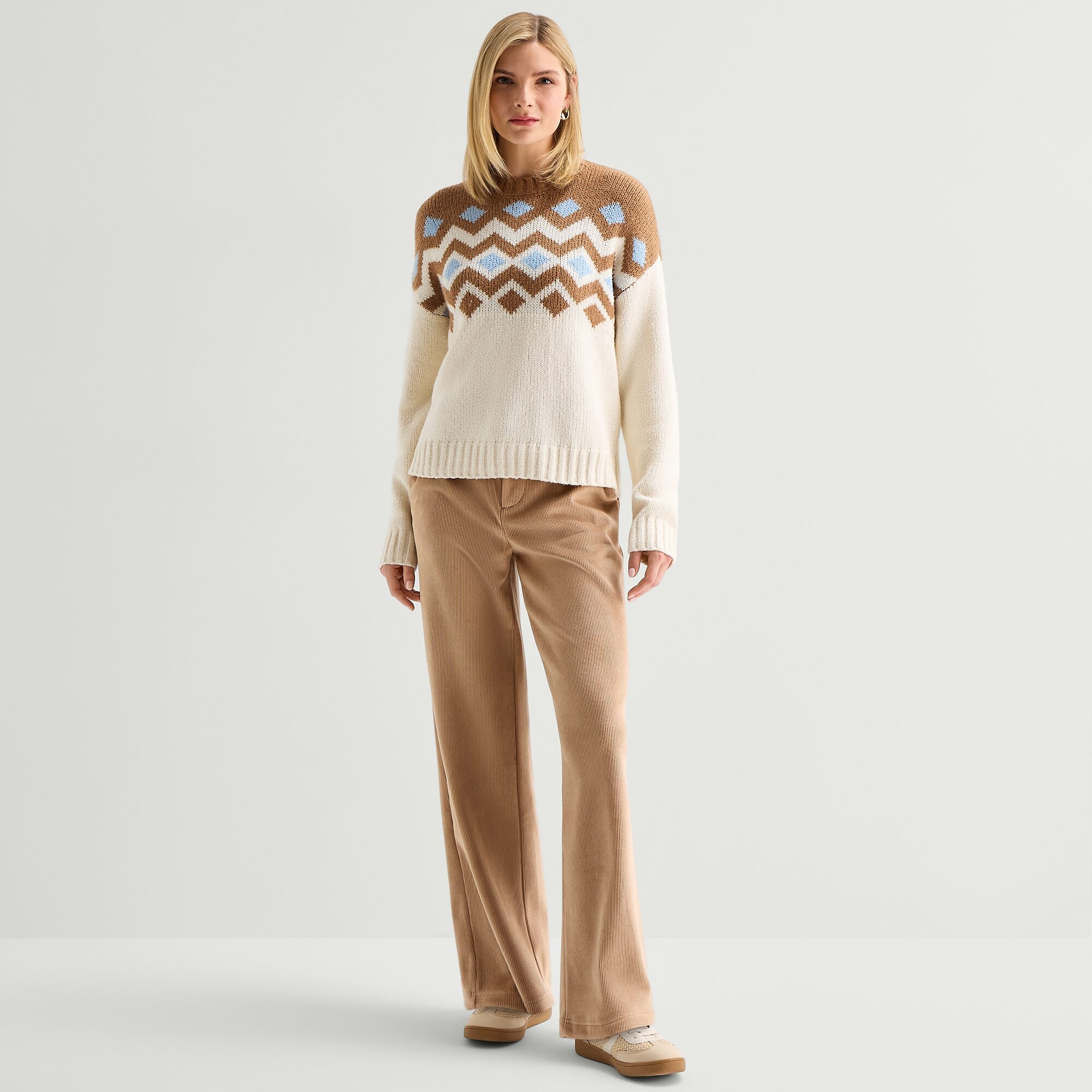 Stylus Womens Crew Neck Long Sleeve Pullover Sweater