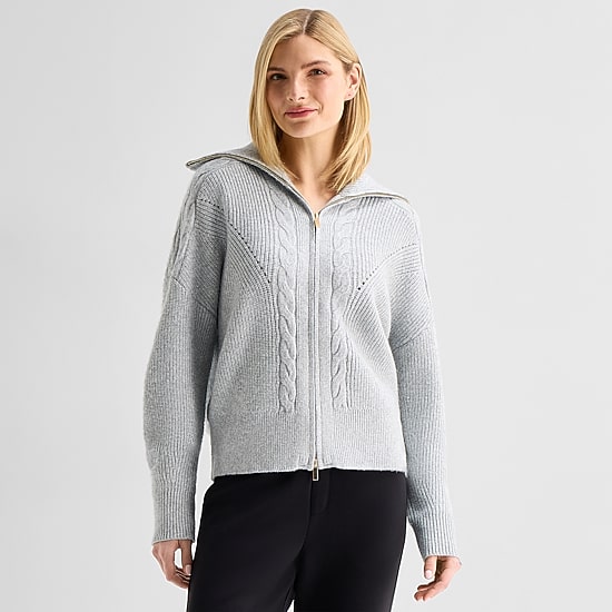 Stylus Womens Long Sleeve Zipper Cardigan