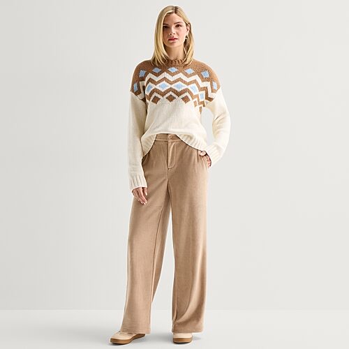 Stylus Womens Wide Leg High Rise Trouser In Brown