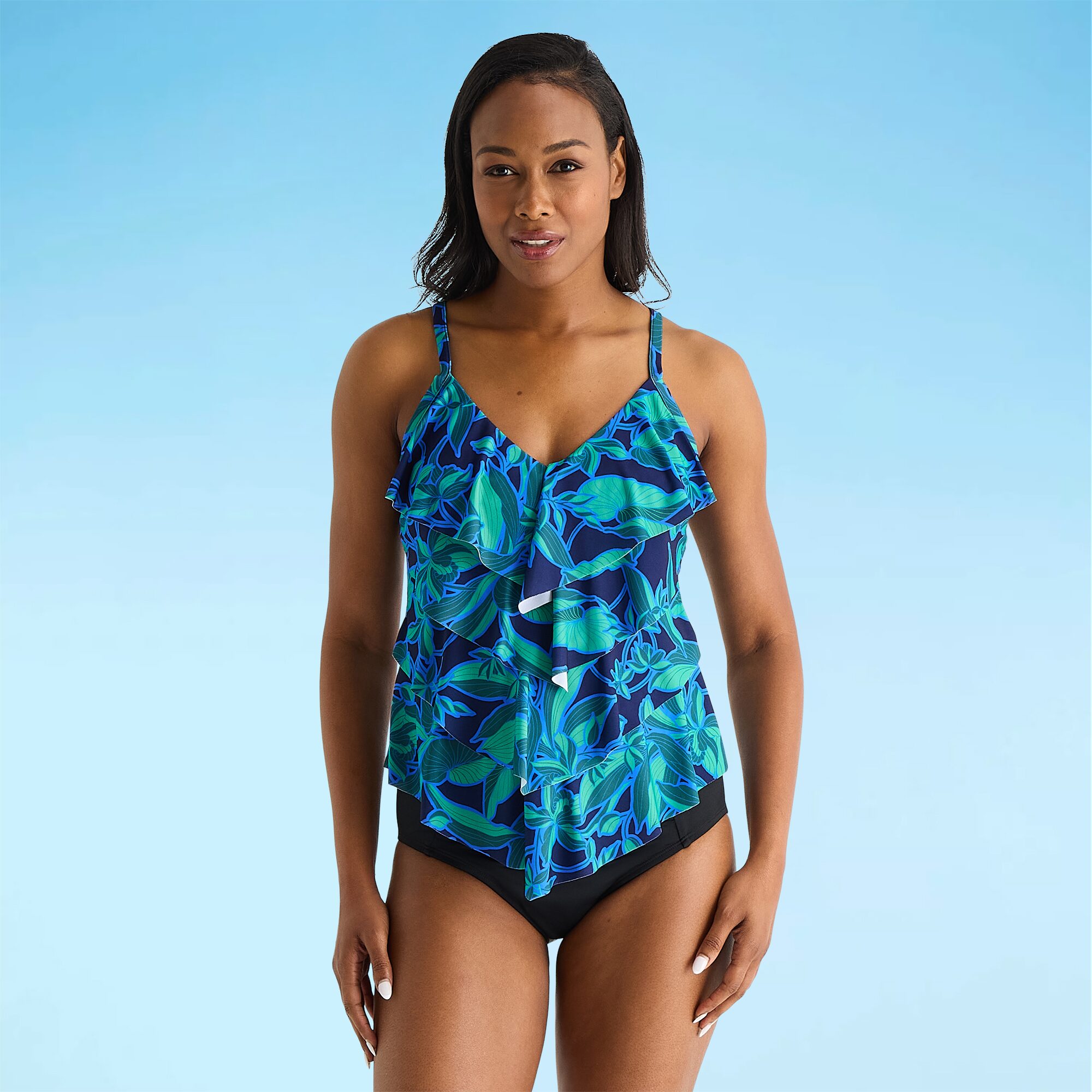 Trimshaper Womens Leaf Tankini Swimsuit Top