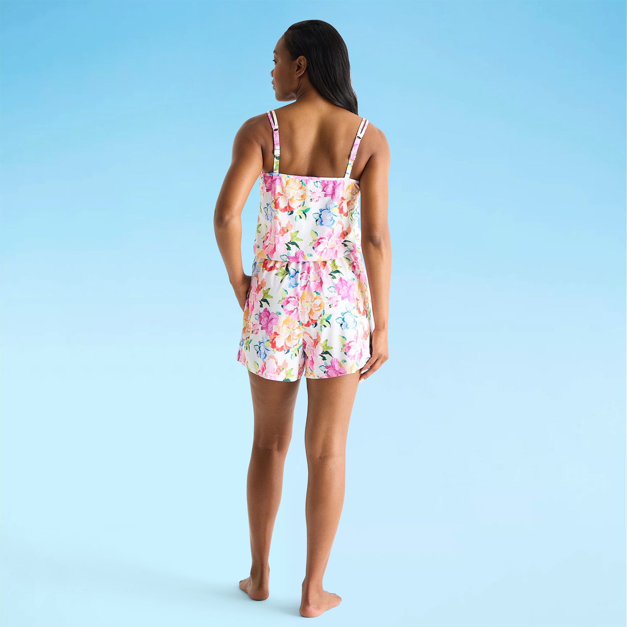 Sonnet Shores Womens Floral Swim Romper