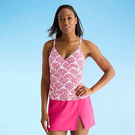 Liz Claiborne Womens Floral Tankini Swimsuit Top