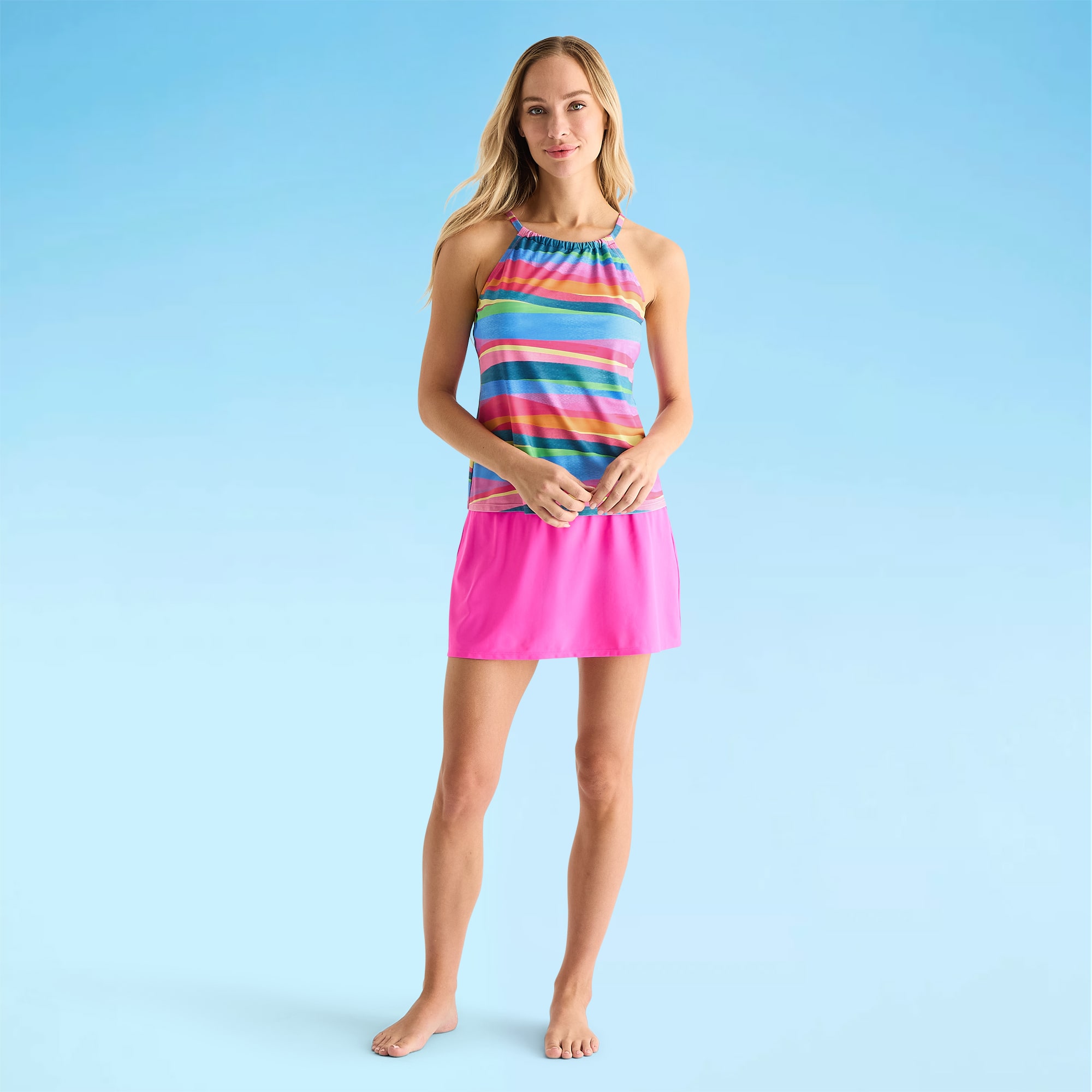Sonnet Shores Womens Striped Tankini Swimsuit Top