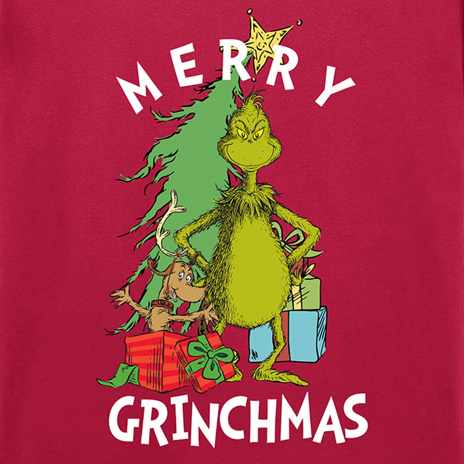Mens Crew Neck Short Sleeve Regular Fit Grinch Graphic T-Shirt