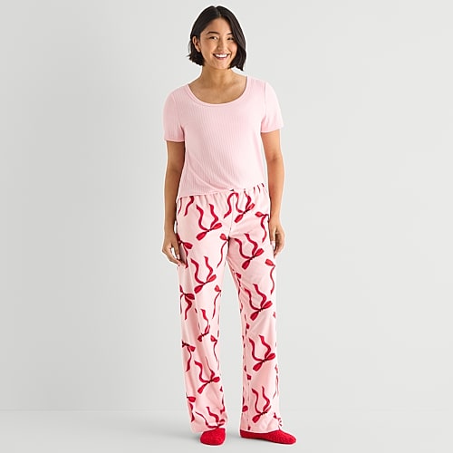 Sleep Chic Womens Fleece 2-pc. Pajama Pants In Blue