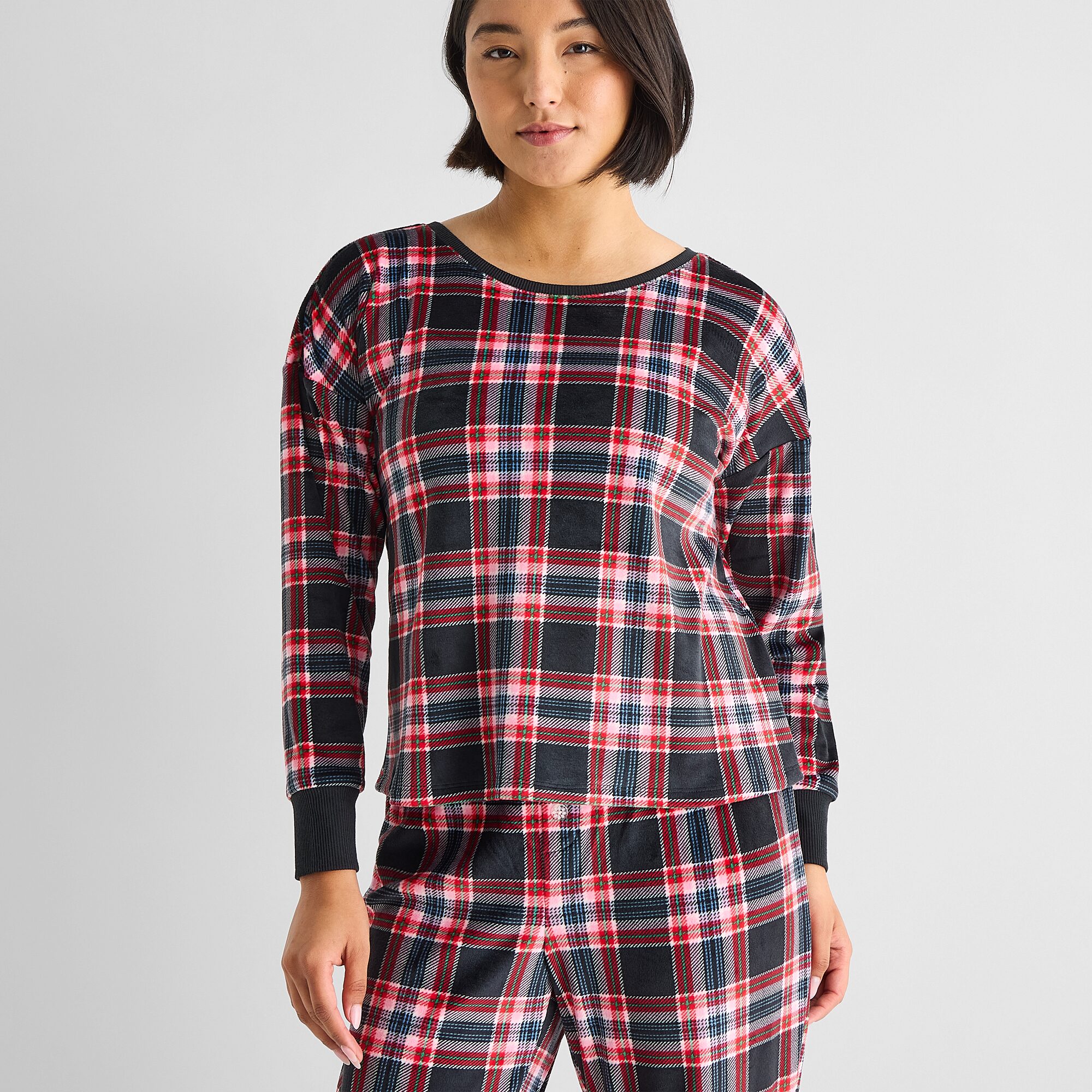 Sleep Chic Womens Fleece Long Sleeve 2-pc. Pajama Set