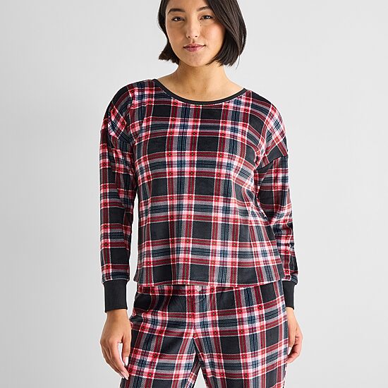 Sleep Chic Womens Fleece Long Sleeve 2-pc. Pajama Set