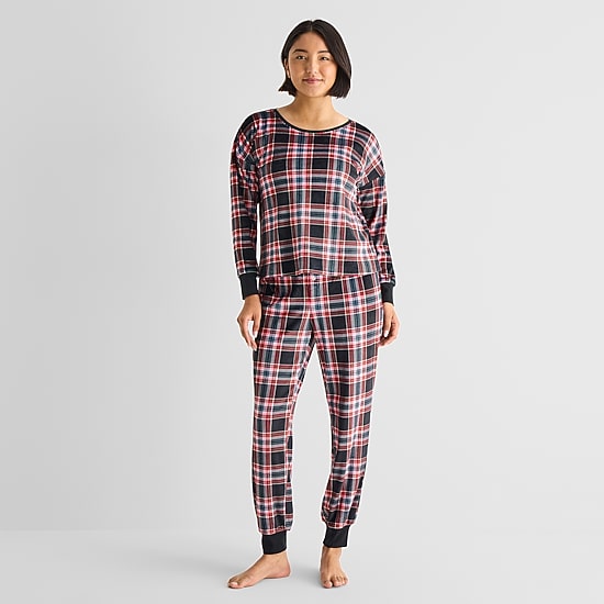 Sleep Chic Womens Fleece Long Sleeve 2-pc. Pajama Set