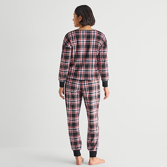 Sleep Chic Womens Fleece Long Sleeve 2-pc. Pajama Set