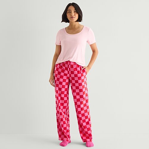 Sleep Chic Womens Fleece 2-pc. Pajama Pants In Purple