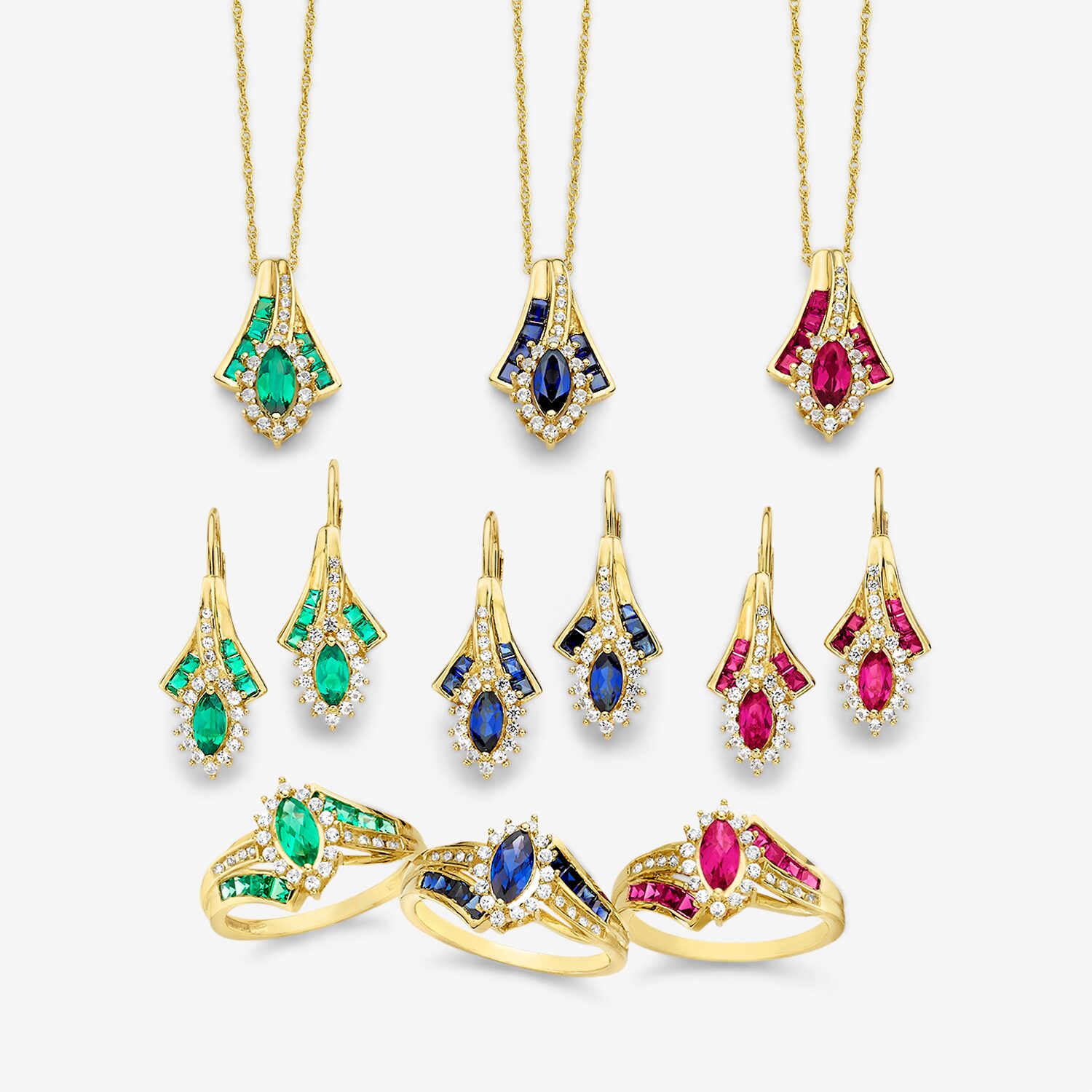 Lab-Created Gemstone 14K Gold Over Silver Marquise Pendant Necklace