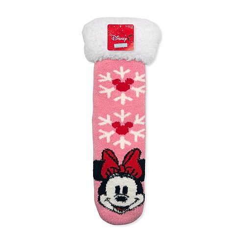 Licensed Properties Womens 1 Pair Minnie Mouse Slipper Socks In Pink