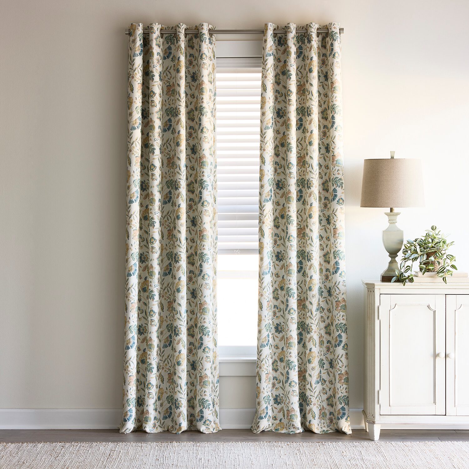 Linden Street Bayshore Jacobean Grommet Top Energy Saving 100% Blackout Single Curtain Panel